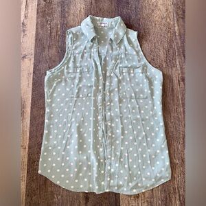 Express Sleeveless Mint Green Polka Dot Blouse